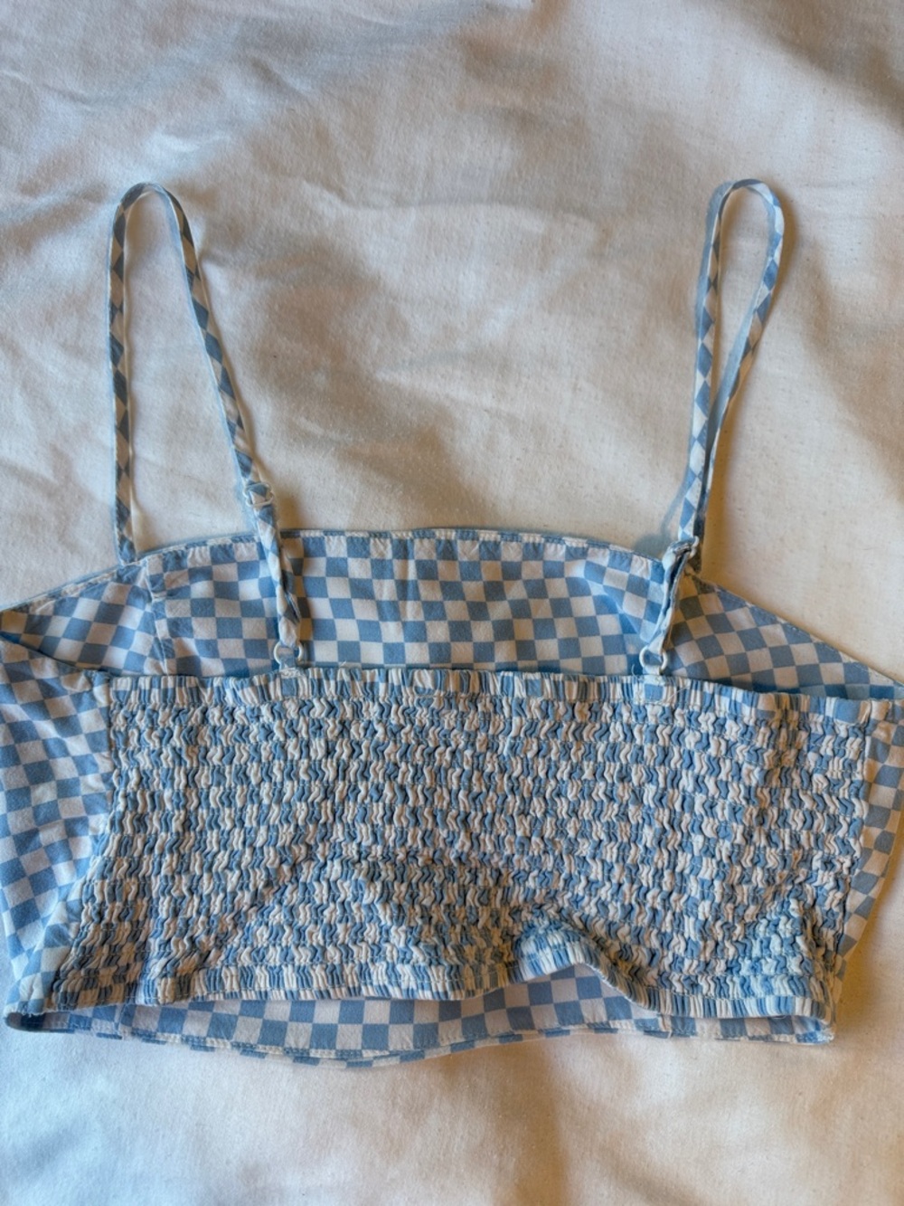 La Hearts Blue and White Checkered Crop Cami Festival Sexy Dorothy - Picture 2 of 4
